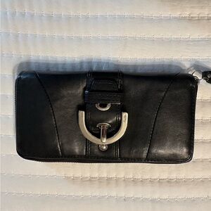 COACH Leather Accordion Buckle Wallet